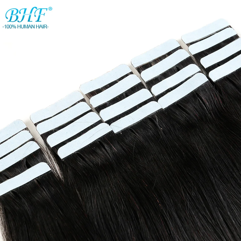 BHF Tape In Human Hair Extensions Double Drawn Tape Hair Extensions Human 20pcs Remy European Straight hair all colors