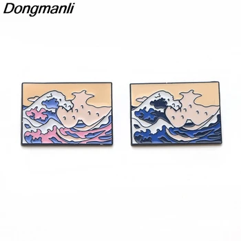 

P3399 Wholesale 20pcs/lot Art Wave Charm Metal Enamel Pins and Brooches for Women Men Lapel Pin Backpack Bags Badge Kids Gifts