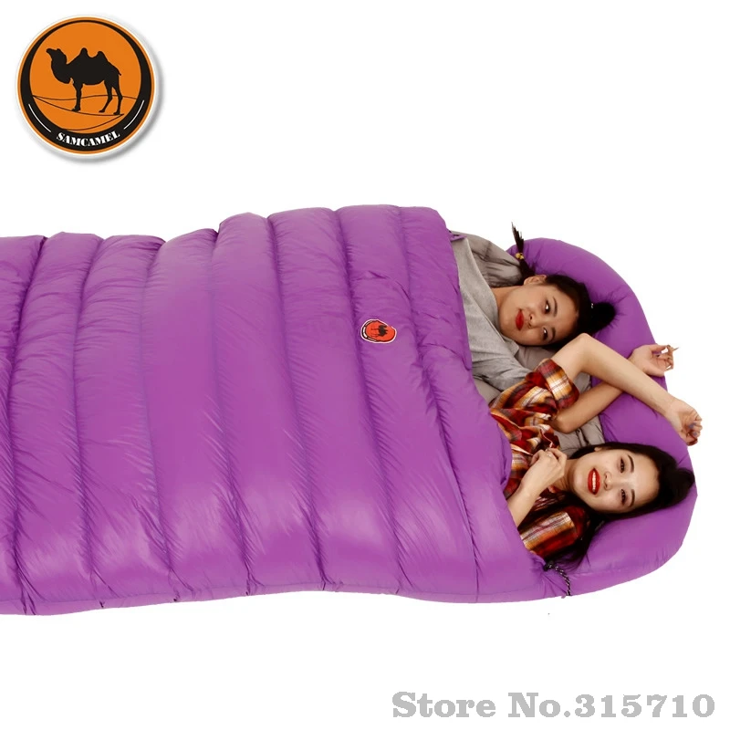 Tanie Camel ultralight camping dwuosobowy śpiwór zimowa jesień koperta kaczka dół dwuosobowy śpiwór s camping para ciepła torba