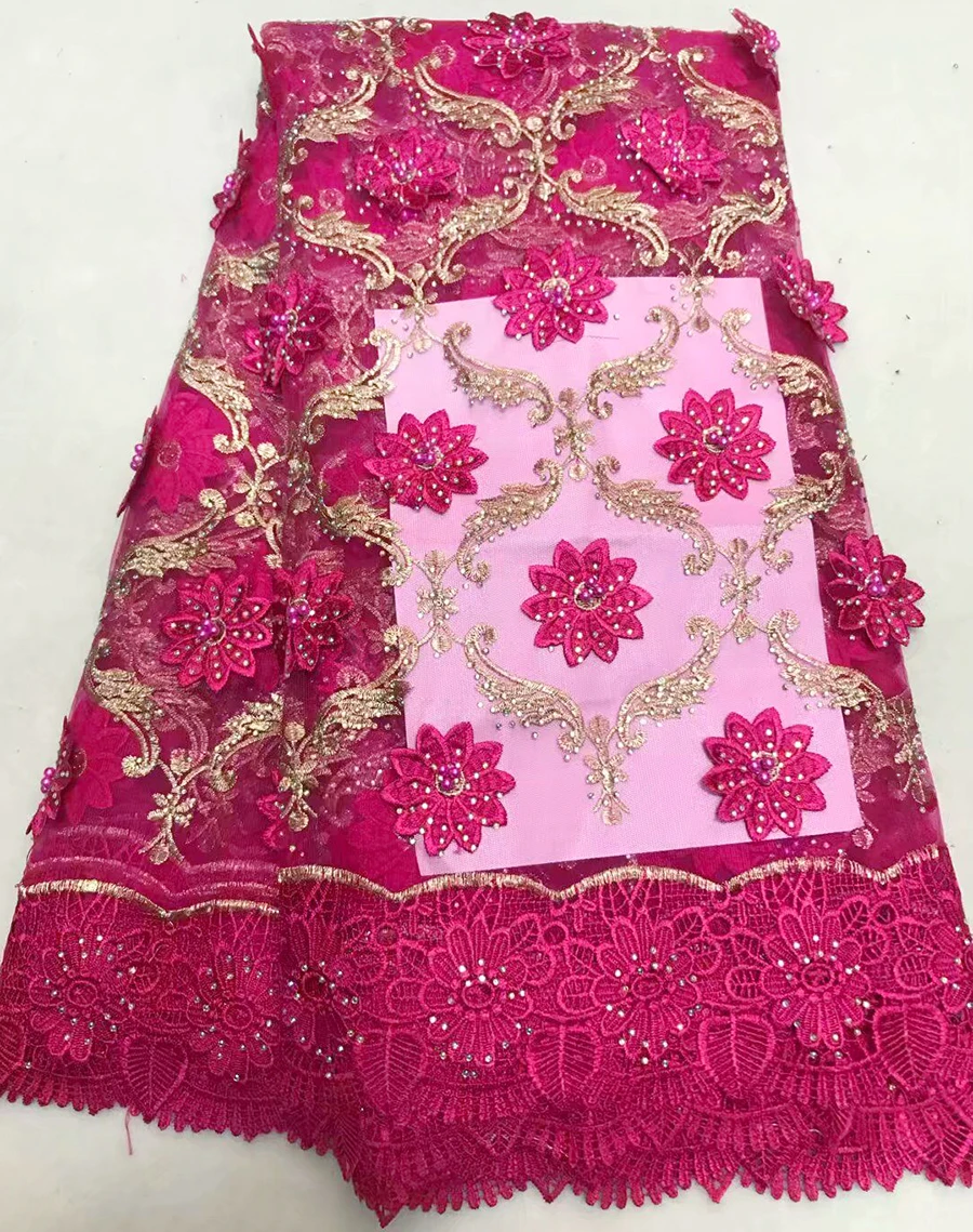 

2018 Colorful French Lace Fabric With Rose Red Lace Fabric High Quality 2018 Net Lace French Material Dress
