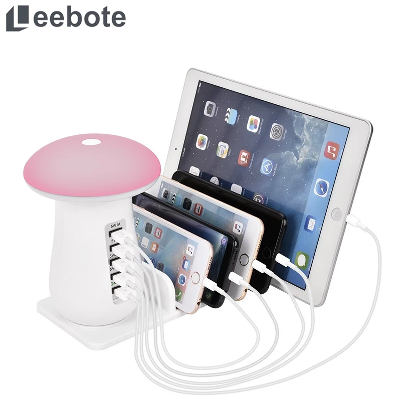 

Leebote QC 3.0 Fast Charger USB Charging Station with Night Lamp Multiple Wireless Charger for iPhone Xiaomi Samsung Huawei