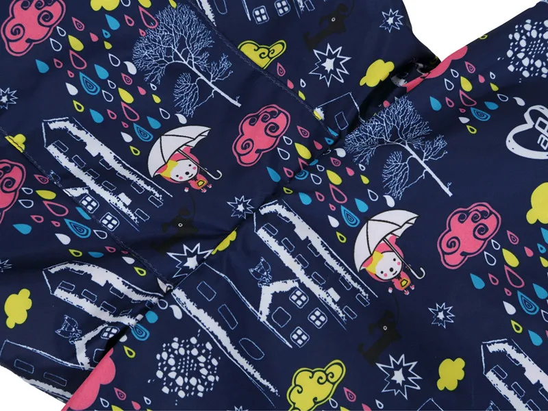 Kids Girl Rain Drops Cartoon Windproof Jacket 13