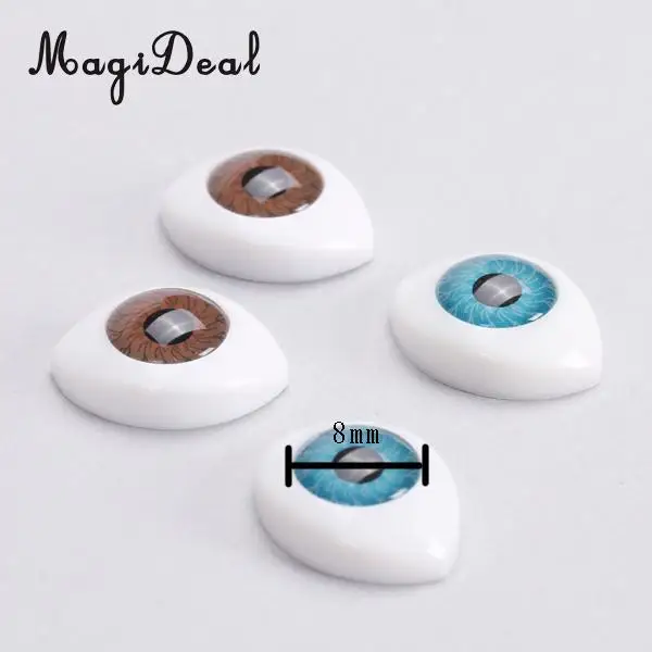 MagiDeal 4 Color 8Pcs Plastic Oval Hollow Back Plastic Eyes for Doll Animal Puppet Mask DIY Craft Toys Accessory 8mm
