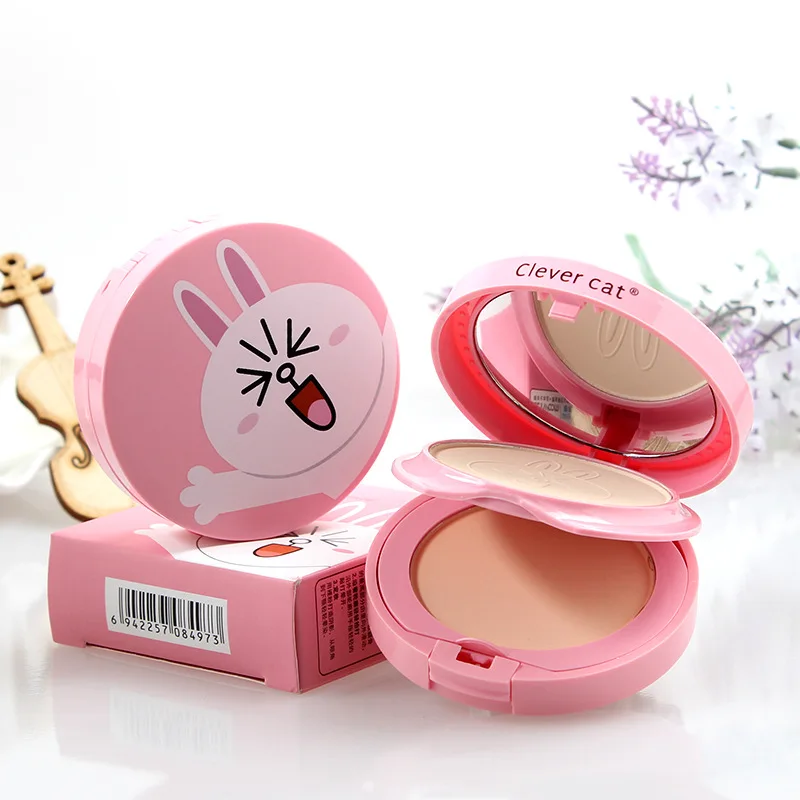 

Makeup Clever cat moisturizing powder dry wet dual-use double colored double layer powder fine silk slippery Makeup Foundation.