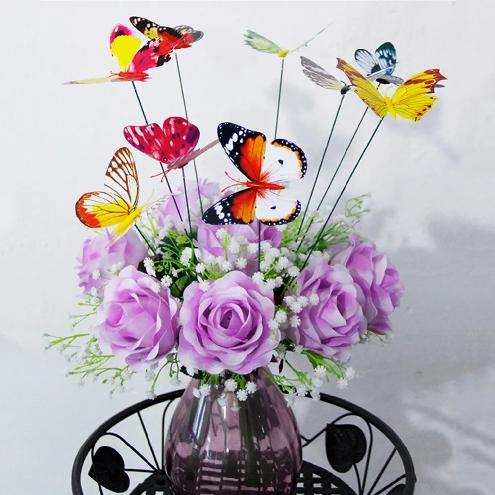 

10Pcs Colorful Butterfly Stick Plants Flowerpot Decor Label Marker Garden Ornament Decoration Chirtmas Party Supplies