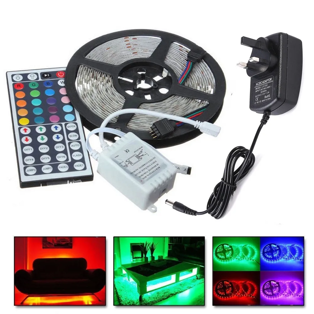 RGB Светодиодная лента 5050 SMD 1 м 2 5 10 3528 водонепроницаесветодиодный с адаптером 12 В и