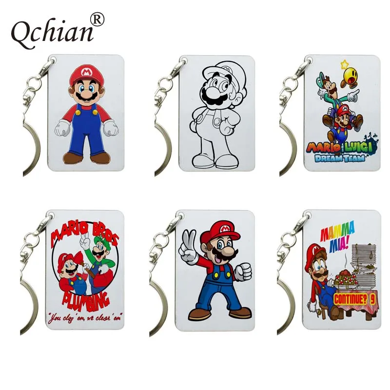 

Super Mario Color Picture Printed Keychain Super Mary Wooden Keychain Pendant Car Motorcycle Key Backpack Tote Jewelry No fading