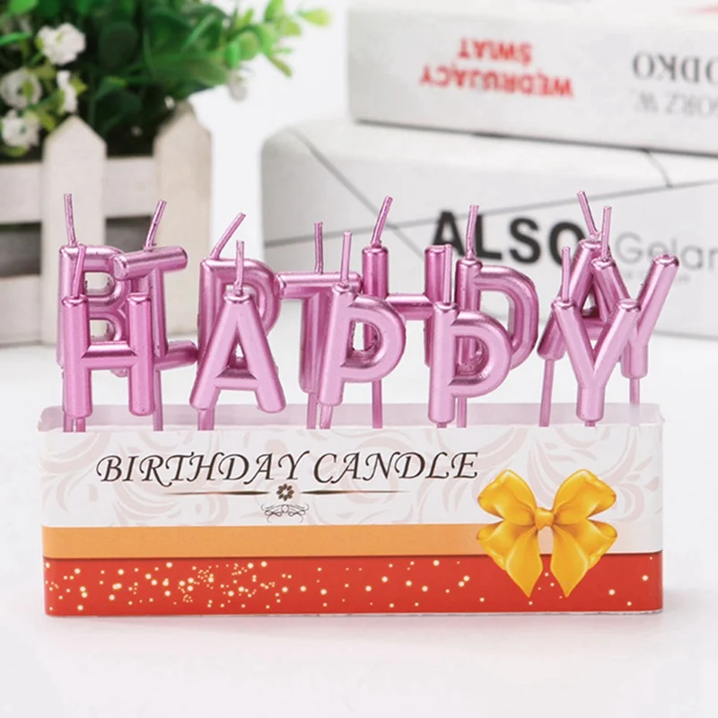 Милые свечки на день рождения цветные с надписью Happy Birthday свечи для торта