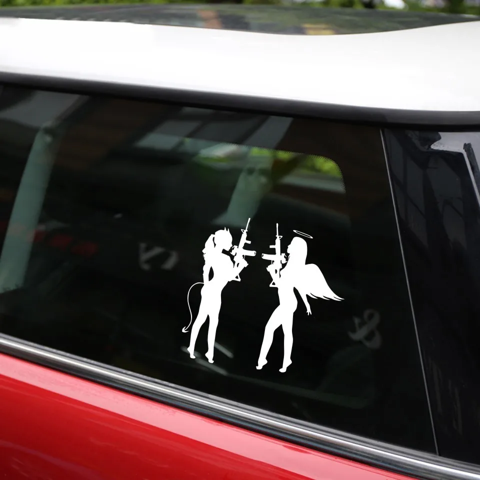 Cunymagos Sexy Angel Face Devil Girl Car Stickers Vinyl Decals Covering The Body BlackSilver Car Styling Car Decal Stickers 17.316 (10)