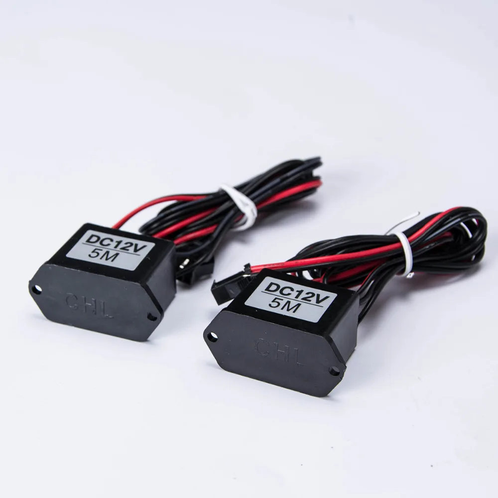 DC 12V EL Wire Inverter Red Black Cable Neon Glow Strip  
