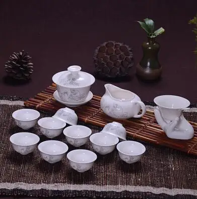 14 шт. чайный набор для путешествия, китайский портативный керамический чайный сервиз из костяного фарфора, чайная чашка из фарфора, чайный сервиз Кунг-фу - Цвет: Розовый