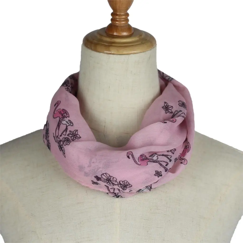 

Women ring scarf pink Flamingo Snood infinity Scarves Ladies Twill Viscose Infinity loop Scarfs Autumn spring summer