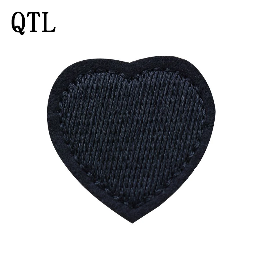 5pcs black heart patches badge for clothing iron embroidered patch