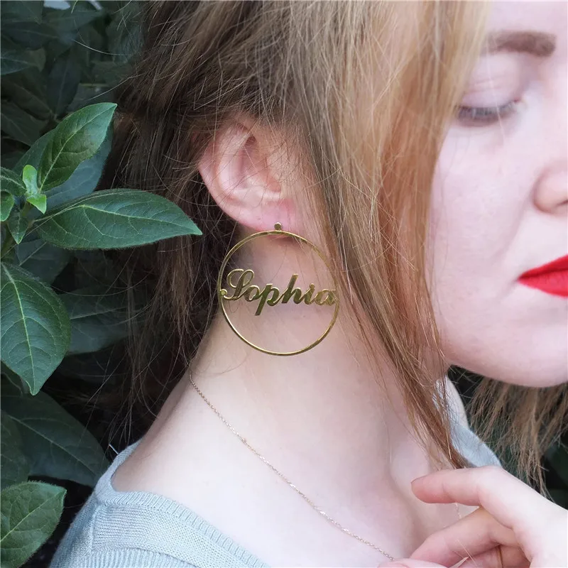 

Gold Silver Round Name Earrings Custom Stud Earrings for Women Girlfriend Personalized Special Jewelry Gift Earing Party Jewelry