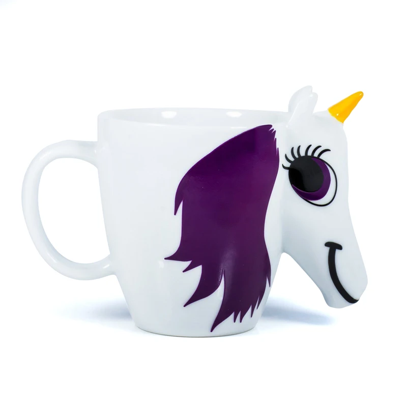 3D Unicorn Ceramic Color Changing Mug Original Heat Sensitive Magic Creative Cartoon Cute Gift Ceramic Coffee Cups
