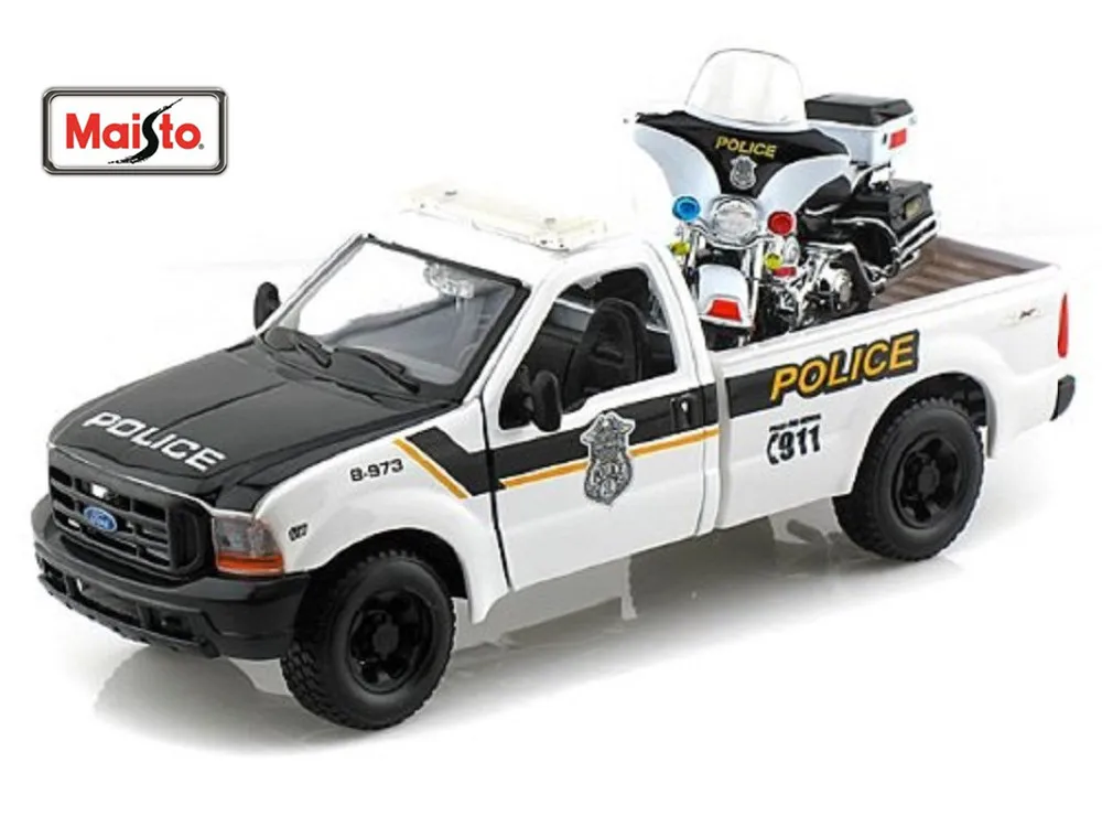 

Maisto 1:27 Harley Ford 1999 FORD F-350 SUPER DUTY PICKUP 2004 FLHTPI Electra Glide Motorcycle Bike Diecast Model Car Toy