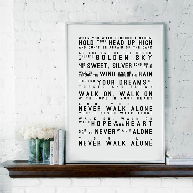 You Ll Never Walk Alone Lyrics Canvas Art Prints Poster British Football Club Canvas Painting Home Wall Decoration