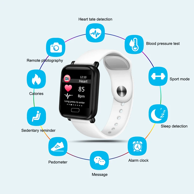 

BANGWEI New Smart Sport Watch Men Women's IP67 Waterproof Watches Heart Rate Monitor Pedometer Tracker Watch For IOS Android+box