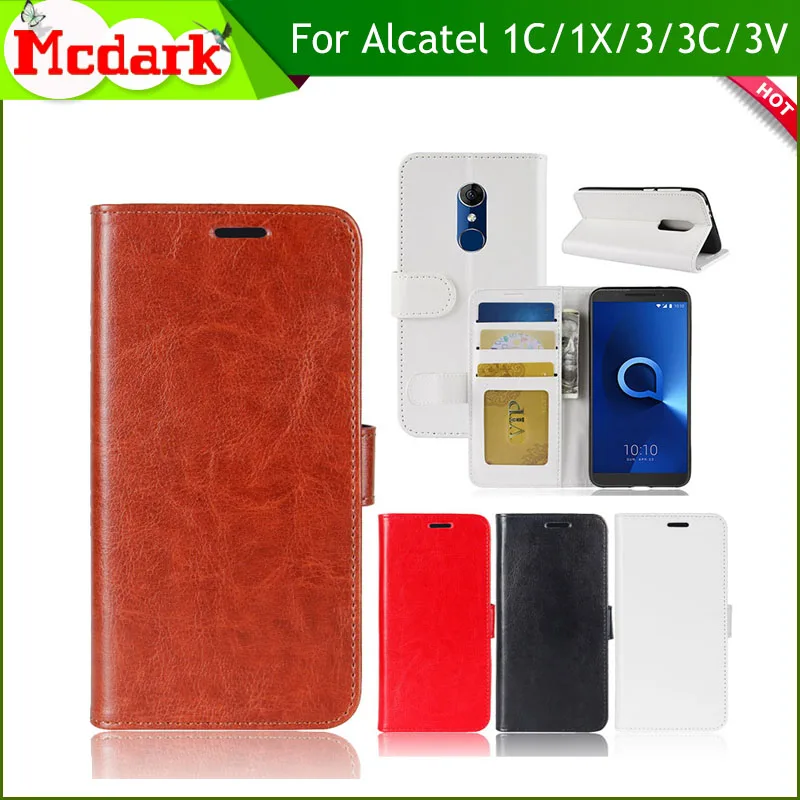 Mcdark For Alcatel 1C 1X 3 3C 3V verso cameox 5044R Leather Flip Cover Case Protective Phone Bags Cases | Мобильные телефоны и