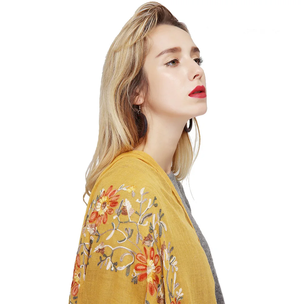 

Fashion Print Cotton Scarves Plain Embroidered Floral Viscose Scarf Shawl From Indian Bandana Wraps Foulards Sjaal Muslim Hijab