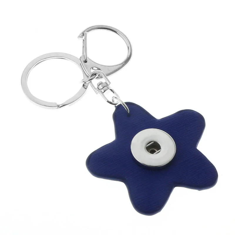 XH972 Five pointed star PU snap button jewelry Keyring Key chains (fit