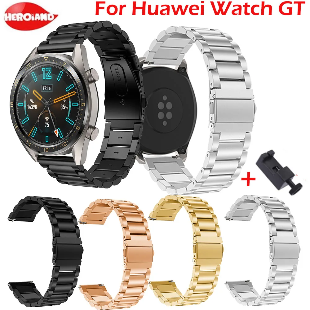 

22mm Stainless Steel Link bracelet For Huawei Watch GT Watch Band Strap For Samsung Galaxy Watch 46mm Gear S3 Wristband + Tool