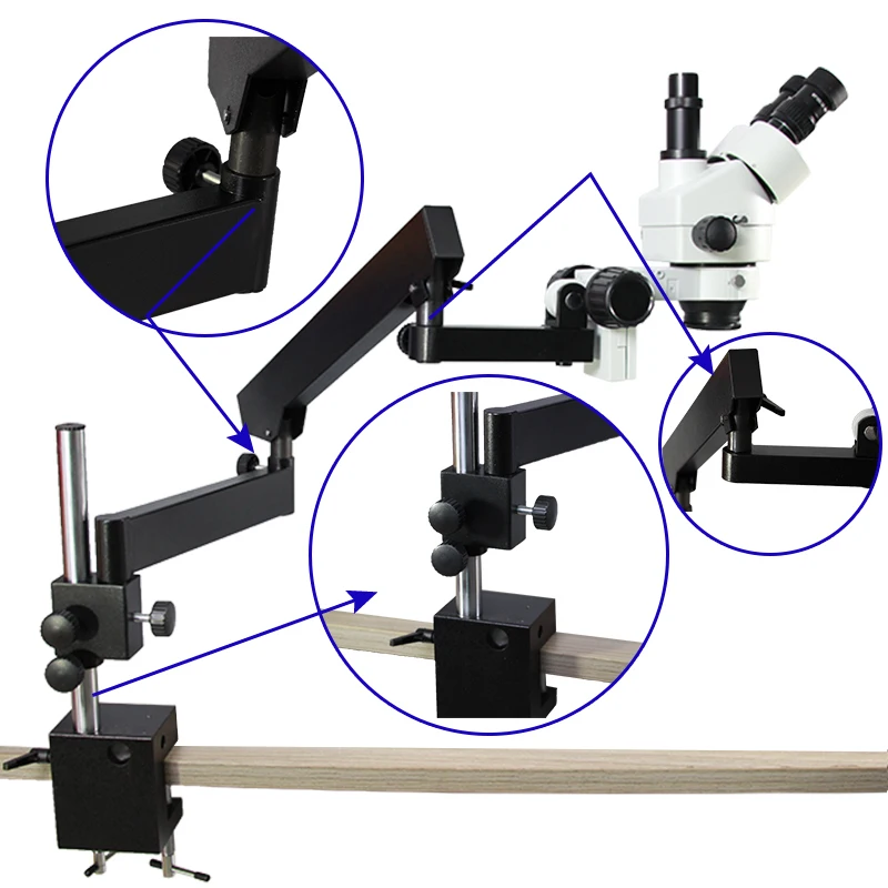 Lucky Zoom Brand New Professional 3.5X-45X Trinocular Simul Focal Microscope Flexible Articulating Arm Stereo Microscope 14MP Camera 1/2 CTV Adapter Microscopio