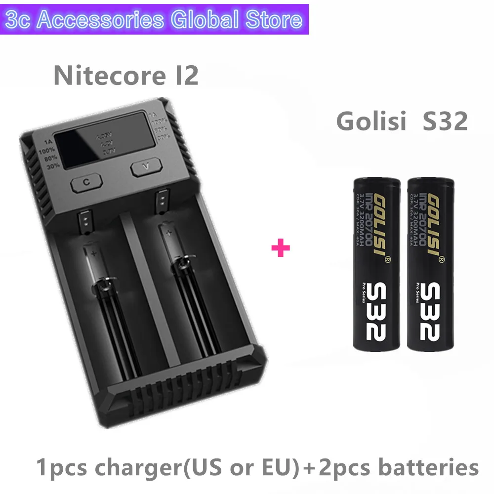 Golisi 2 шт. S32 IMR 20700 3200 мАч MAX 40A E-CIG аккумуляторная батарея для VAPE с Nitecore Новый I2 Digi