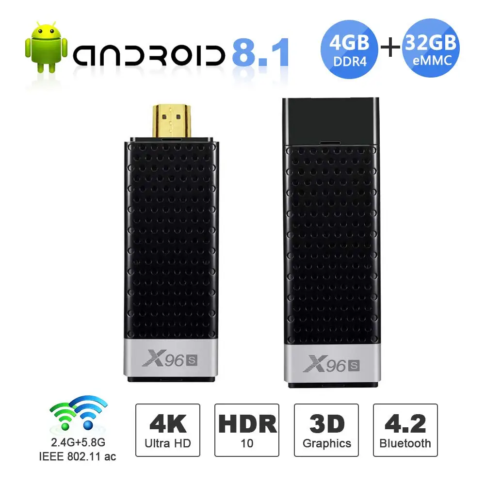 ТВ-приставка X96S Mini на Android 8 1 с поддержкой Amlogic S905Y2 H.265 2 4/ Wi-Fi ядро 64 бит Bluetooth 4 4K HD