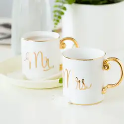 Роскошные золотые Mr and Mrs Diamond фарфоровая кружка для кофе чай молоко Керамика чашки и кружки свадебный подарок