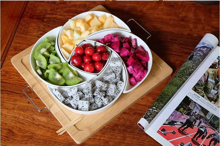  Mimeile Circle Fruit Tray Separable Snacks Bowl Nut