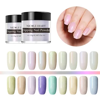 

NICOLE DIARY 10g Dipping Nail Powder Pearly Shell Natural Dry Shimmer Pink Purple Colors Nail Art Decoration