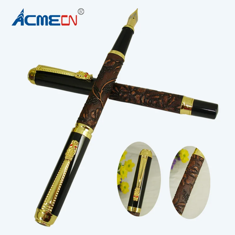 Unique Fountain Pen Original Design Steel Liquid Black ink Pen Pump ink