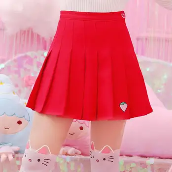 

Summer Japanese sweet college wind embroidered strawberry skirt