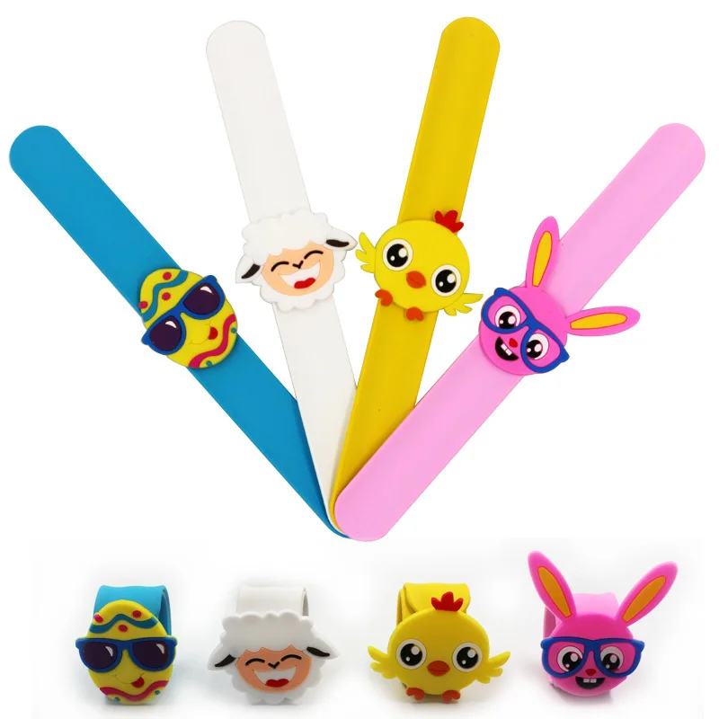 Easter Cartoon Animal Beads Bracelet Flexible Slap Wrap Wristband Kid