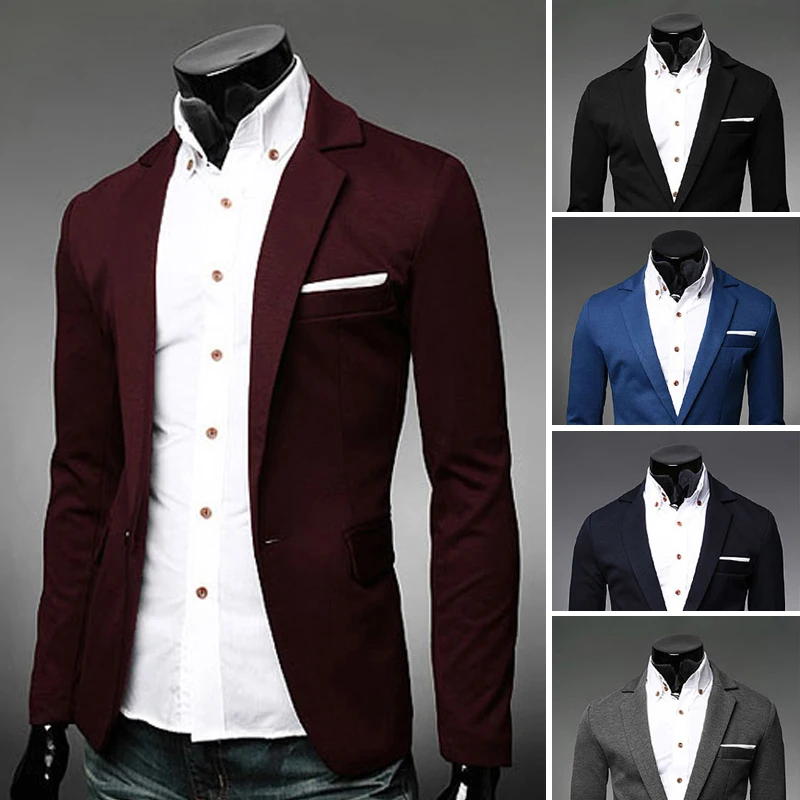 2014 New Men Jacket Male Slim Cloth One Button Blazer