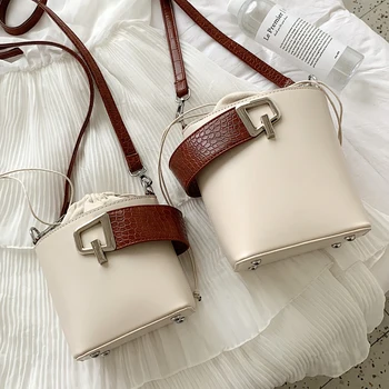 

Elegant Female Stone pattern Tote Bucket bag 2020 New Quality PU leather Women's Designer Handbag Lock Shoulder Messenger Bag