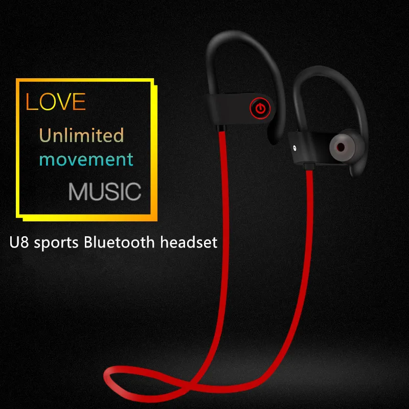 QAZYJM Новый U8 Беспроводной гарнитура Bluetooth висит ухо Running Универсальный