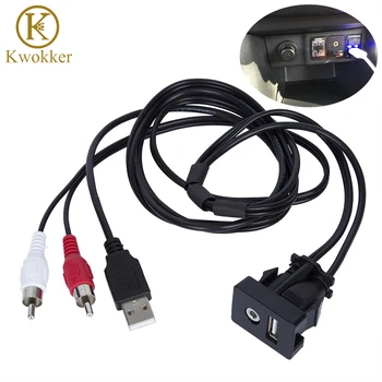 1M Car RCA Cable Adapter Switch With 3.5mm Audio Jack AUX USB Cable Extention Mount Panel Mount Cable for For VW Toyota biurlink car aux usb panel switch button diy aux usb adapter 12pin audio rear connector for vw golf passat