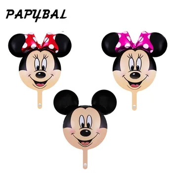 

50pcs Mini size Mickey Minnie Head Foil Balloons With Red Bowkhot Cartoon Birthday Wedding Party Decorations Kids Toys Balls