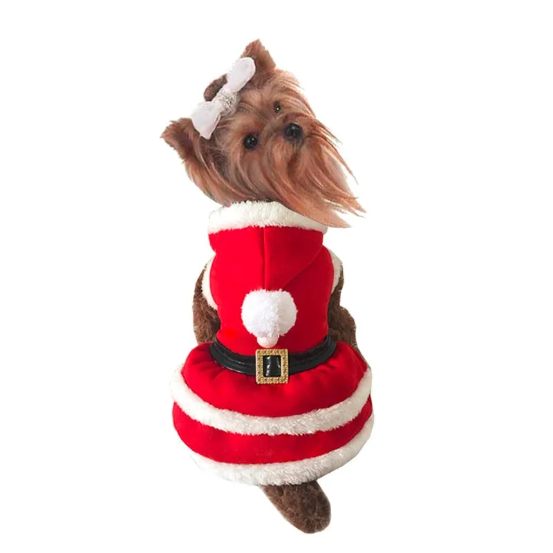 Красное платье для комнатной собачки в рождественском стиле Одежда для собак новая одежда для собак