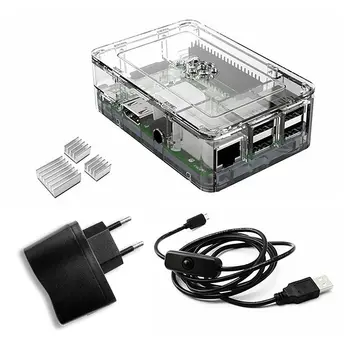 

Elecrow Raspberry Pi 3 Kits 4 In 1 EU Plug Power Supply 5V DC+ Clear Case+3pcs Heatsinks +Micro USB with On/Off Switch