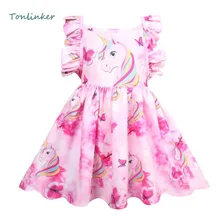 Children Rainbow Unicorn tutu Dress Girls Princess Ruffle Sleeve Birthday Party Dress Girls Christmas Festival Party Costume Children Rainbow Unicorn tutu Dress Girls Princess Ruffle Sleeve Birthday Party Dress Girls Christmas Festival Party Costume