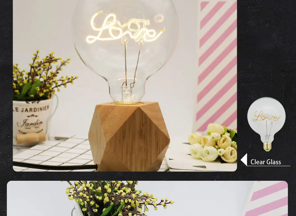 Vintagelll G125 Led светильник с надписью «LOVE& HOME», 4 Вт, 220 В, E27, декоративный светильник с регулируемой яркостью, настольная лампа