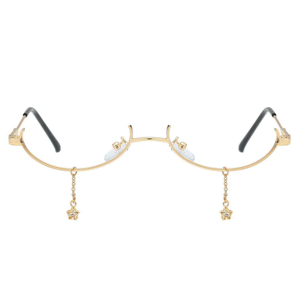 Luxury No Lens Eyeglasses Retro Half Glasses Frame Chain Women Brand Designer Metal Diamond Female Eyewear Decor | Аксессуары для