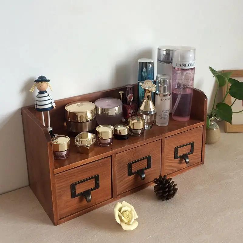 Solid Wooden European-Style Table Storage Cabinet Jewelry Finishing Drawer Induction Box Dressing Tabletop Cosmetics Rack | Дом и сад