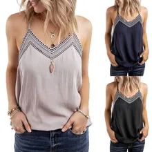 10 женщин без рукавов V шеи пляжный стиль слинг длинный раздел обёрточная бумага спереди плиссированные Cami Топы повседневные рубашки ropa mujerWomens#10
