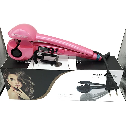 Щипцы для завивки волос с ЖК-экраном Инструменты для укладки волос автоматические локоны Волшебные быстрые щипцы для завивки волос стайлер - Цвет: Розовый