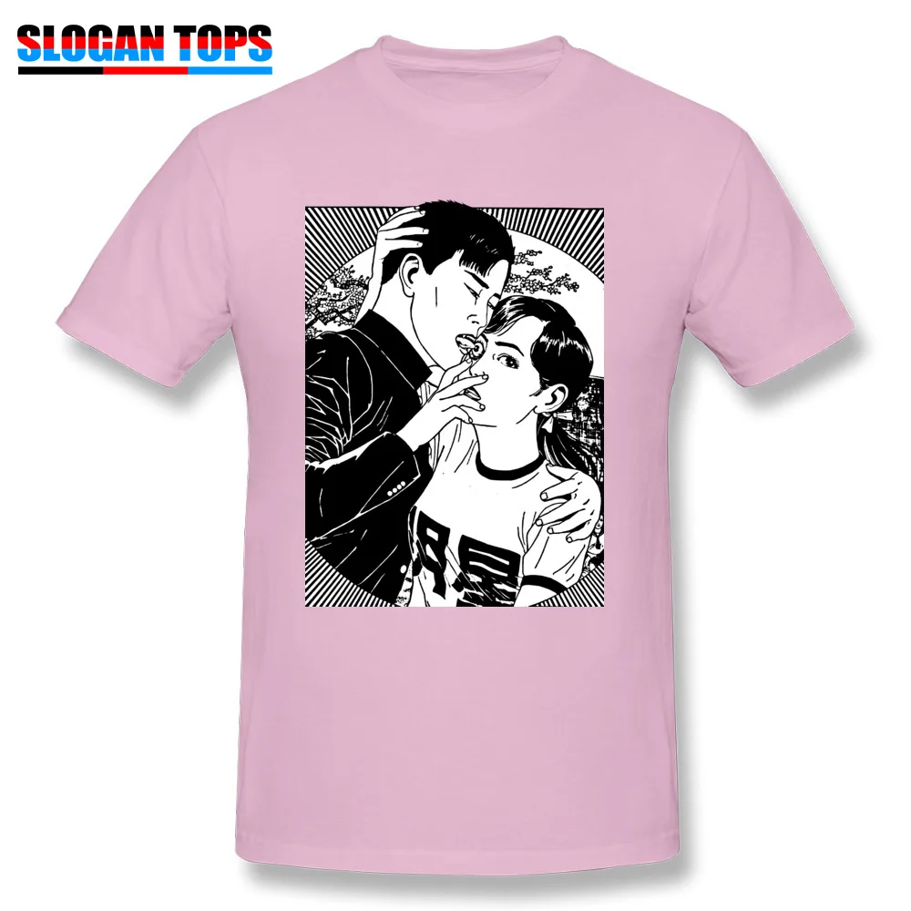 Design Maruo-Suehiro Funny Short Sleeve Lovers Day Tops T Shirt Rife O-Neck 100% Cotton Fabric Tee Shirt Men T Shirt Maruo-Suehiro pink