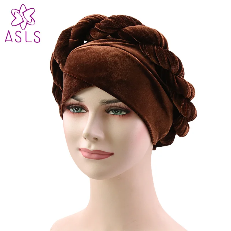 Женский вельветовый тюрбан горячий StyleTurban шляпы для химиотерапии бандана головной платок женские аксессуары для волос - Цвет: Кофе